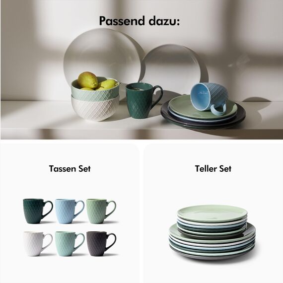 KIVY Müslischalen Keramik - 6 x 850ml - Große Bowls für Müsli & Suppen - Suppenschüssel - Bowl Schüssel Groß - Müslischüsseln - Suppenschalen Set - Schalen Set - Müsli Schüssel Keramik