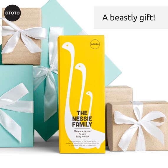 OTOTO The Nessie Family Soup Ladle and Tea Infuser Set - Durable Silicone, Colander for Cooking & Tea Infusers - 100% Food safe, BPA Free Spoon - Heat Resistant Fun Kitchen Gadgets