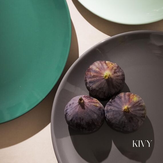 KIVY Geschirrset 6 Personen [Kratz & Spülmaschinenfest] 6x27cm + 6x22cm - Teller Set 12-teilig modern - Geschirr Set - Kombiservice - Geschirrset grün - Speiseteller - Essteller - Essgeschirr