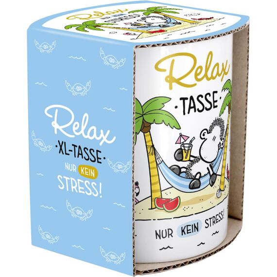 Sheepworld XL-Tasse mit Spruch Relax | Riesentasse aus Porzellan, XL Jumbo-Tasse, 60 cl, mit Spruch | Geschenk, Freund, Freundin | 74124