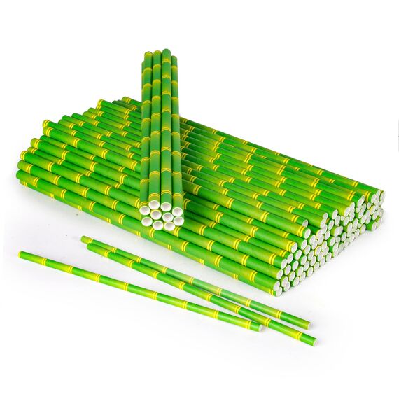 Vicloon 100 Stück Trinkhalme aus Papier, wiederverwendbar, gestreift, bunt, für Mason Jar, Glas, Geburtstag, Hochzeit, Weihnachten, Babydusche, Feier und Party