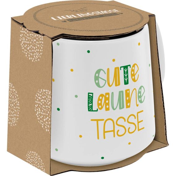 GRUSS & CO Tasse konisch "Gute Laune Tasse" | Steinzeug, 43 cl, mehrfarbig | Geschenk Freunde | 48446