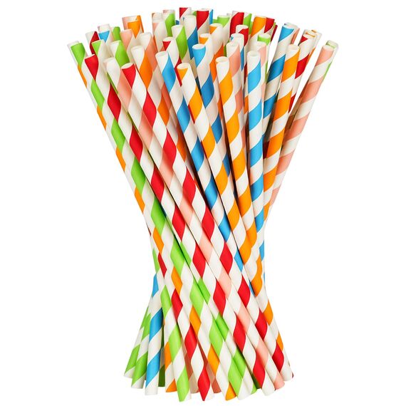 Vicloon Strohhalme Papier, Trinkhalme Papier Biologisch Abbaubare, Bunte Trinkhalme Geeignet für Partys, Hochzeiten und Anlässe, Party Strohhalme 5 Farben, 200 PCS