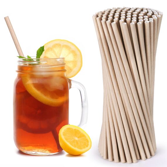 Vicloon Biologisch Abbaubare Strohhalme, Braun, Geeignet für Partys und Anlässe, 100 PCS