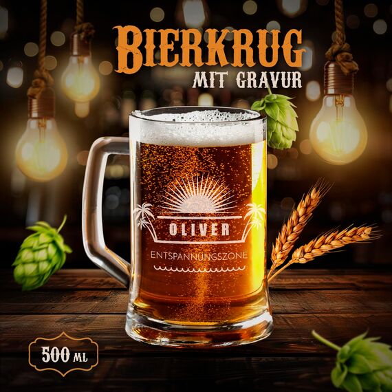 Maverton Bierkrug mit Gravur - personalisiert - 500 ml - Geburtstagsgeschenk für Herren - Geschenkidee für Bierfreunde - Weihnachtsgeschenke - Relax