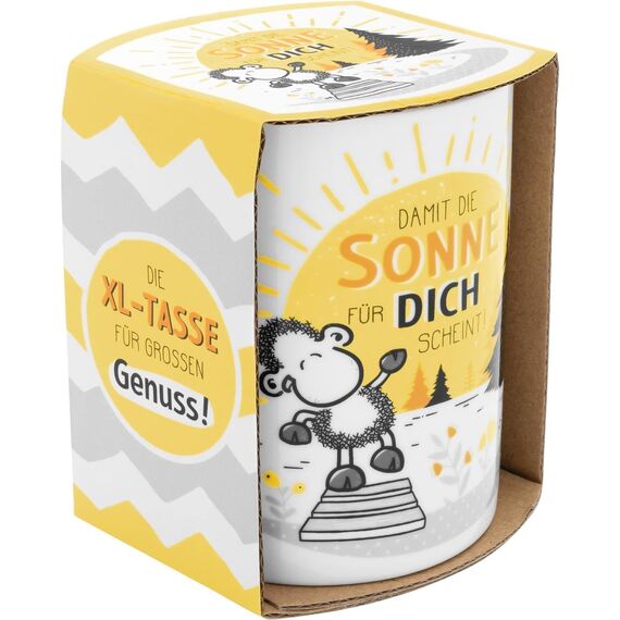 Sheepworld XL-Tasse Motiv "Sonne" | Große Tasse aus Porzellan, Jumbo-Tasse, 60 cl, Tasse mit Spruch | Geschenk, Freund, Freundin | 47548, Gelb