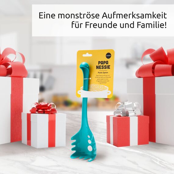 OTOTO Papa Nessie Spaghettilöffel - Nudellöffel Lebensmittelecht und BPA-Frei - Hitzebeständiger Spaghetti Nudelschöpfer mit Zinken - Nudelkelle aus Kunststoff Maße: 28,5 x 8,5 x 5,5 cm