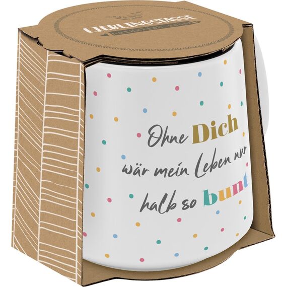 GRUSS & CO Tasse konisch "Bunt" | Steinzeug, 43 cl, mehrfarbig | Geschenk Freunde, Geburtstag, Ostern | 48995
