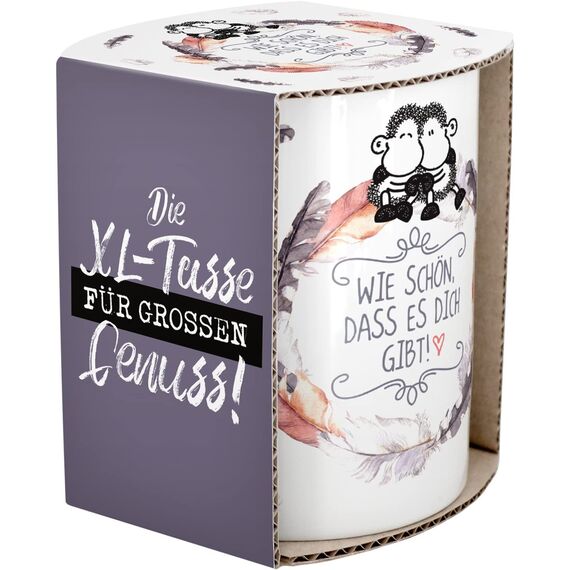 Sheepworld XL-Tasse Motiv "Schön" | Riesentasse aus Porzellan, Jumbo-Tasse, 60 cl, mit lustigem Spruch | Geschenk, Freund, Freundin | 45397