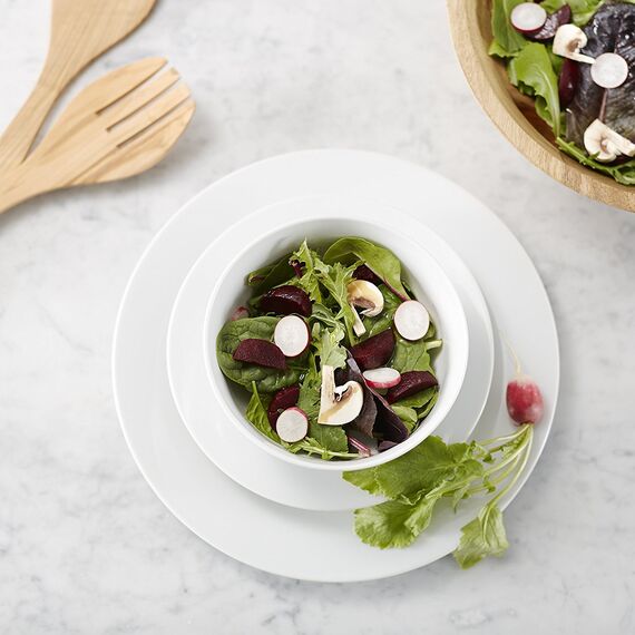 Amazon Basics Geschirrservice, 18-teilig, für 6 Personen, Weiß