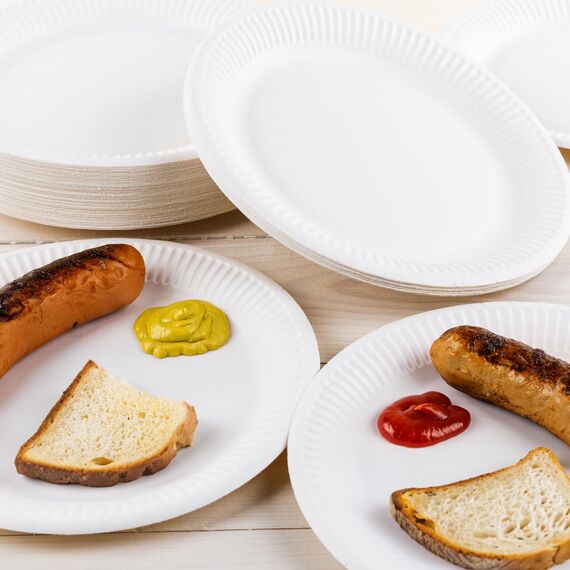 HEKU große Pappteller Ø 23cm, 100 Stück, weiß I 100% Kompostierbar I Robustes 220g/m² Frischfaser I Ideal für verschiedenste Anlässe I Umweltfreundliche Einwegteller