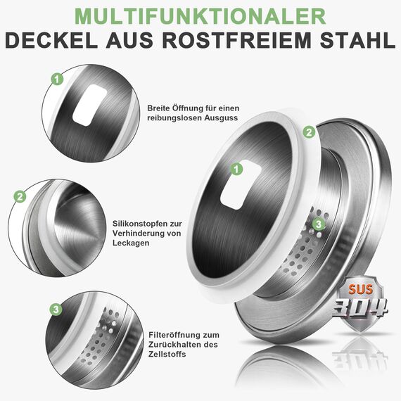 SUSTEAS 2.5 Liter 75oz Wasserkaraffe, Glaskaraffe mit Deckel und Breitem Griff, Leicht zu Reinigender Glas Karaffe für den Kühlschrank, Wasserkrug für Kaltes/Heißes Wasser, Eistee, Mit Bürste