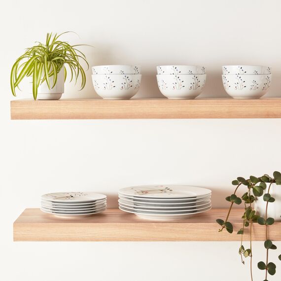 Amazon Basics Geschirrservice, 18 Stück, Zweige, für 6 Personen