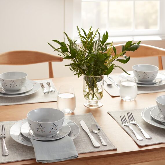 Amazon Basics Geschirrservice, 18 Stück, Zweige, für 6 Personen