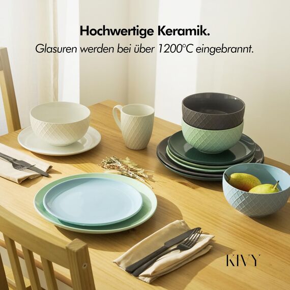 KIVY Müslischalen Set - 6 x850ml - Große Bowls, Suppen & Porridge - Suppenschüssel - Schüssel - Müslischüsseln - Suppenschalen - Schalen Set - Müsli Schüssel Keramik (Cremeweiß, Schalen)