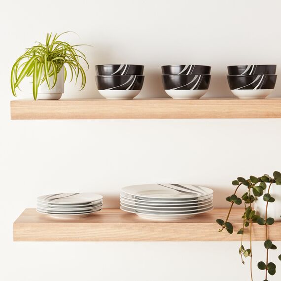 Amazon Basics Geschirrservice, 18 Stück, Wirbel, für 6 Personen