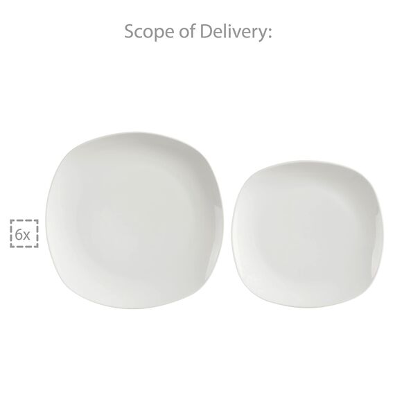 SÄNGER | Tafelservice Bilgola aus Porzellan in weiß, 12-teiliges Geschirrset für 6 Personen, Klassisches Design, Runde Teller | PREMIUM COLLCETION