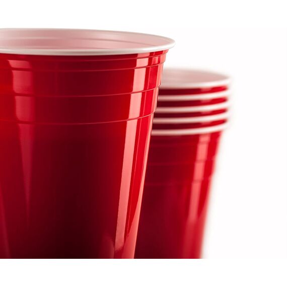 MOZOOSON Becher 16 oz/ 473ml 100 Stück, Partybecher Wiederverwendbar Plastik Becher für Camping, Weihnachten, Geburtstag, Hochzeit und Partys