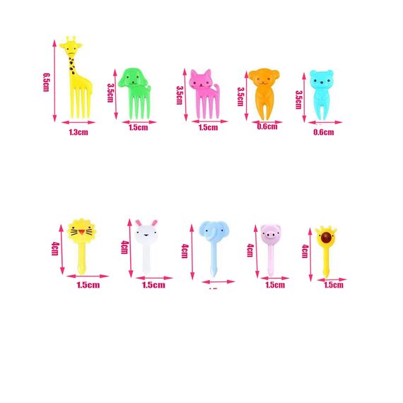 Obstgabeln Kinder Bento Box Zubehör Spieße Tiere Food Picks Plastik Gabeln Mini Dessertgabeln für Kuchen Desserts Obst (Zufällig) (20STK-N)