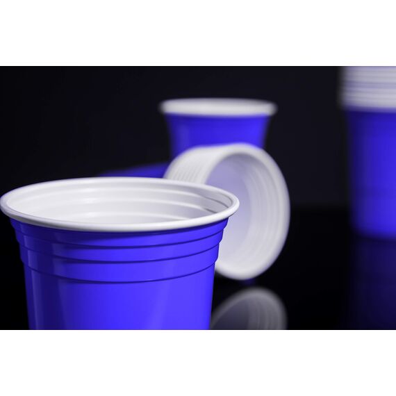 TRESKO 100 Beer Pong Becher | Partybecher 473ml - 16oz | Bierpong, Red Cups extra stark | Plastikbecher Blau