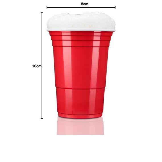 TRESKO 50 Beer Pong Becher + 6 Bälle wiederverwendbar | Partybecher 473ml - 16oz | Bierpong, Red Cups extra stark | Plastikbecher Rot