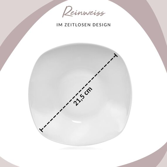 Sänger | Suppenteller Bilgola tief, 6-teiliges Set aus Porzellan, Suppenschalen, Teller Set, Weiß 350 ml | PREMIUM COLLECTION