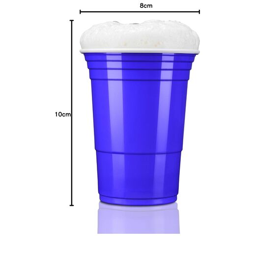 TRESKO 40 Beer Pong Becher + 6 Bälle | Partybecher 473ml - 16oz | Bierpong, Red Cups extra stark | Plastikbecher Blau