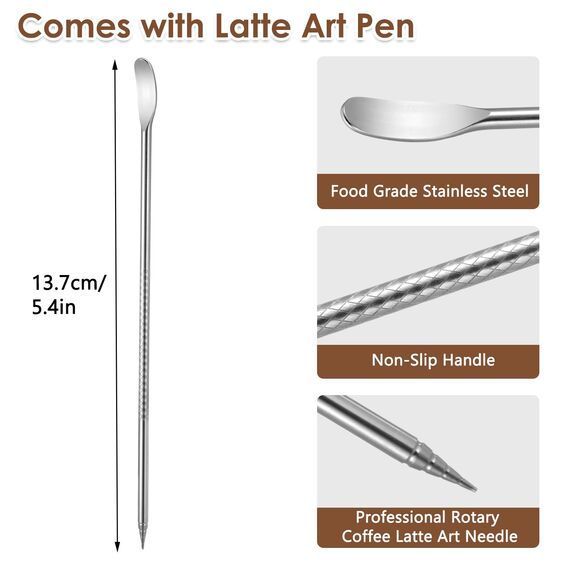 anpro Milchkännchen 400 ml / 14 fl. oz. Milk Pitcher Milchkännchen aus Edelstahl, ideal für Cappuccino, Milchaufschäumer, Silber