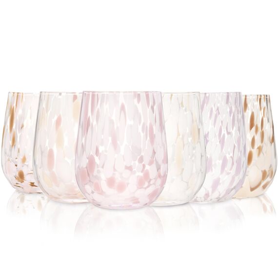 Sänger Trinkgläser Set Curacao 6-teiliges Gläser Set für 6 Personen aus Glas, Wasserglas, Mehrfarbig, einzigartiges Design, Alltag, Familienessen, Büro, Outdoor Saftgläser Set | 320 ml