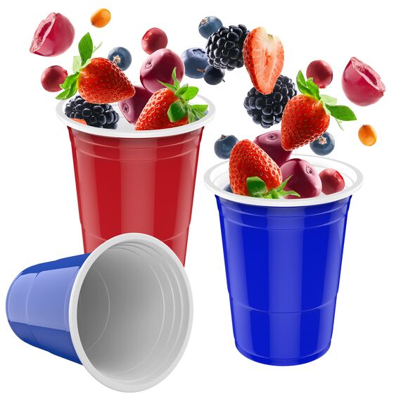 MOZOOSON Becher 16 oz/ 473ml 100 Stück, Partybecher Wiederverwendbar Plastik Becher für Camping, Weihnachten, Geburtstag, Hochzeit und Partys