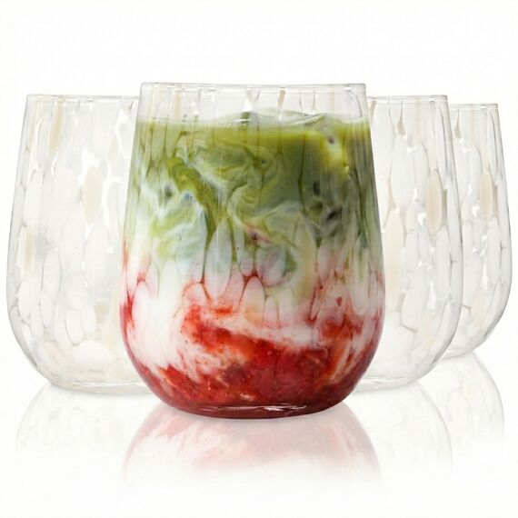 Sänger Trinkgläser Set Curacao 4-teiliges Gläser Set für 4 Personen aus Glas, Wasserglas, Weiß Beige, elegantes Design, Alltag, Familienessen, Büro, Outdoor Saftgläser Set | 320 ml