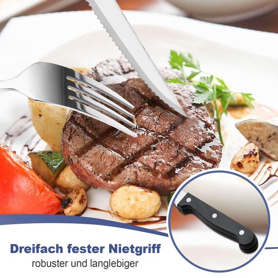Besteck Set für 12 Personen, Bastwe 72-teiliges Edelstahl Besteckset mit Steakmesser, Messer, Gabel, Löffel, Hochwertiges Essbesteck Set für Restaurant Party Hochzeit, Spülmaschinenfest
