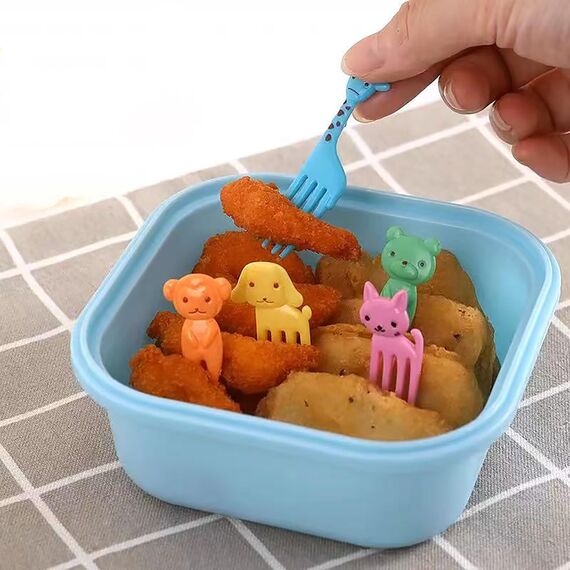 Obstgabeln Kinder Bento Box Zubehör Spieße Tiere Food Picks Plastik Gabeln Mini Dessertgabeln für Kuchen Desserts Obst (Zufällig) (20STK-N)