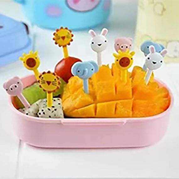 Obstgabeln Kinder Bento Box Zubehör Spieße Tiere Food Picks Plastik Gabeln Mini Dessertgabeln für Kuchen Desserts Obst (Zufällig) (20STK-N)