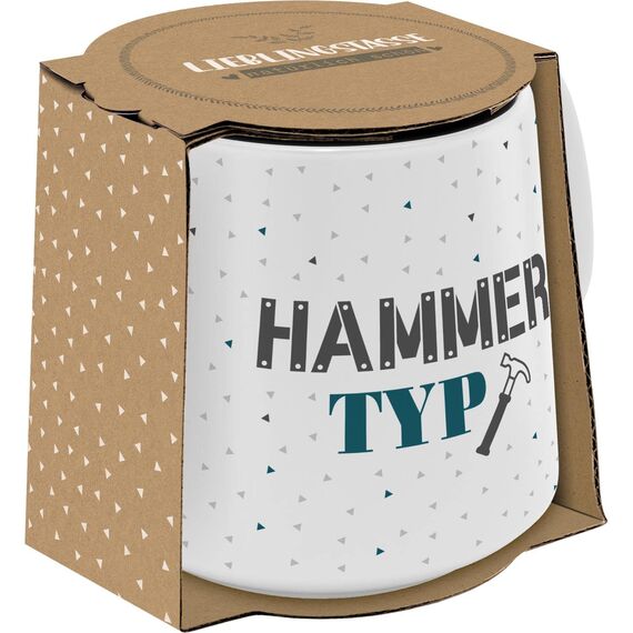 GRUSS & CO Tasse konisch "Hammer Typ" | Steinzeug, 43 cl, mehrfarbig | Männergeschenk | 48449