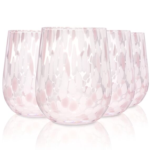 Sänger Trinkgläser Set Curacao 4-teiliges Gläser Set für 4 Personen aus Glas, Wasserglas, Weiß Rosa, elegantes Design, Alltag, Familienessen, Büro, Outdoor Saftgläser Set | 320 ml