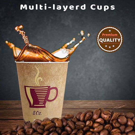 MaxxCore® Kaffeebecher To Go Pappe 230ml 50er Pack - Cappuccinotassen Pappbecher Einweg für Kaffee & Tee - Einwegbecher für Heißgetränke - Recyclebare Papp Becher für Party, Picknick oder Unterwegs