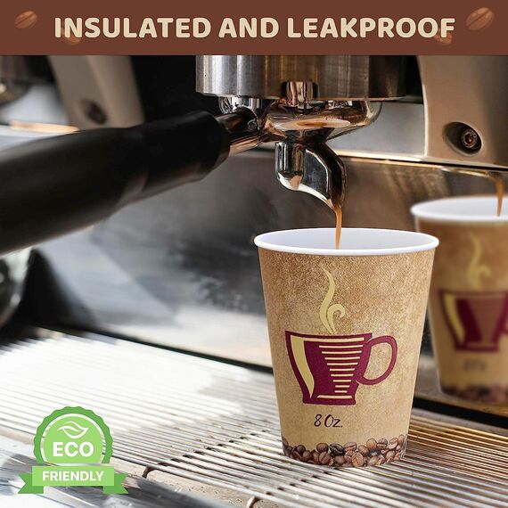 MaxxCore Kaffeebecher To Go Pappe 230ml 100er Pack - Pappbecher Einweg für Kaffee & Tee - Einwegbecher für Heißgetränke - Recyclebare Papp Becher für Party, Picknick oder Unterwegs - Kaffebecher
