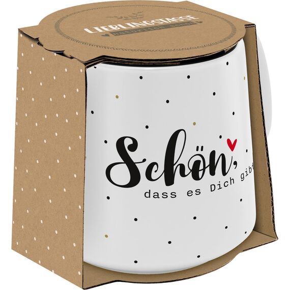 GRUSS & CO Tasse konisch "Schön, dass es dich gibt" | Steinzeug, 43 cl, mehrfarbig | Geschenk Freunde, Geburtstag, Ostern | 48993