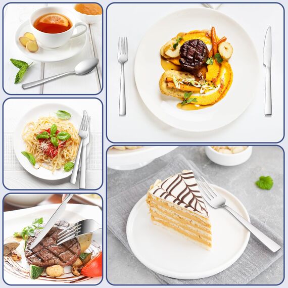 Besteck Set 6 Personen, Bastwe 36 teiliges Edelstahl Besteckset mit Steakmesser, Hochwertiges Messer Gabel Löffel für Familie/Party/Hotel, Hochglanzpoliert & Spülmaschinenfest