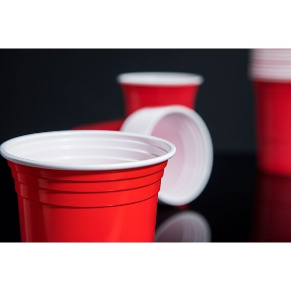 TRESKO 250 Beer Pong Becher wiederverwendbar | Partybecher 473ml - 16oz | Bierpong, Red Cups extra stark | Plastikbecher Rot