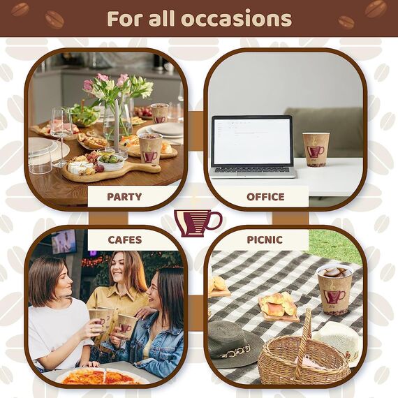 MaxxCore Kaffeebecher To Go Pappe 230ml 100er Pack - Pappbecher Einweg für Kaffee & Tee - Einwegbecher für Heißgetränke - Recyclebare Papp Becher für Party, Picknick oder Unterwegs - Kaffebecher