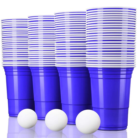 TRESKO 50 Beer Pong Becher | Partybecher 473ml - 16oz | Bierpong, Red Cups extra stark | Plastikbecher Blau