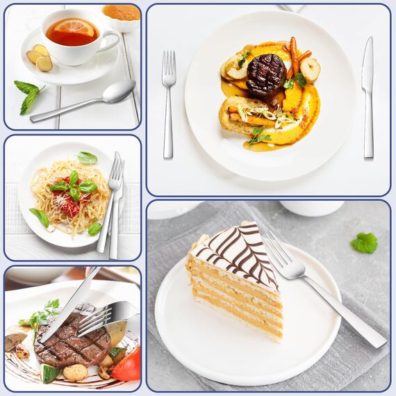 Besteck Set für 12 Personen, Bastwe 72-teiliges Edelstahl Besteckset mit Steakmesser, Messer, Gabel, Löffel, Hochwertiges Essbesteck Set für Restaurant Party Hochzeit, Spülmaschinenfest