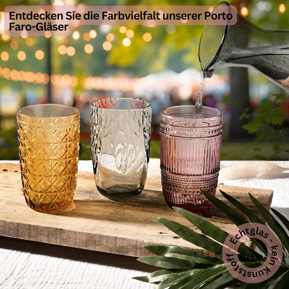 Sänger Trinkgläser aus Glas Set 220ml - 370ml 12 teiliges Gläser Set für 12 Personen aus Glas, Saftgläser, Trinkbecher mit Muster, Wassergläser, Mehrfarbig, Longdrinkgläser, Cocktailgläser