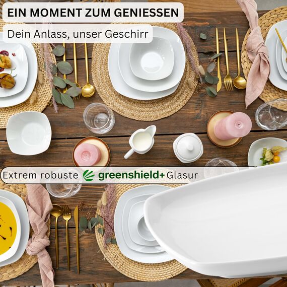 Sänger | Bilgola Servierplatten 2er Set – Porzellan Servierteller Weiß | rechteckige Teller mit abgerundeten Ecken 19 x 29,5 cm für Fleisch, Fisch & Snacks | Spülmaschinenfest | PREMIUM COLLECTION