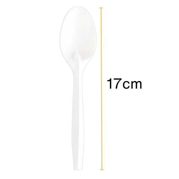 Linario® Mehrweglöffel aus Maisstärke - Nachhaltiges Besteck ohne Plastik - Stabiles hochwertiges Geschirr für Partys, Grill und Camping - 17cm (50)