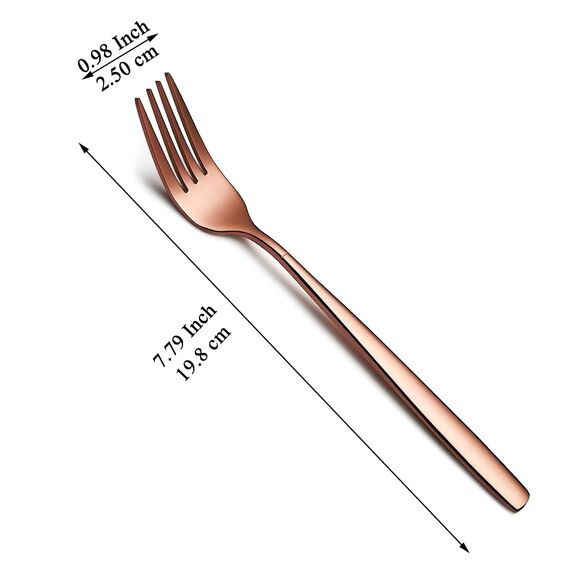 Berglander Roségold Tafelgabeln von 12 Stück, Titanverkupferung Edelstahl Modernes Speisegabel-Set, Gabeln und Löffel Besteck, ideal für Zuhause, Toilettenzimmer, Hotel, Hochzeit, spülmaschinenfest