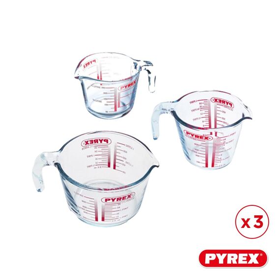 Pyrex – Messkrug aus strapazierfähigem Glas, Glas, durchsichtig, Set 3 pièces