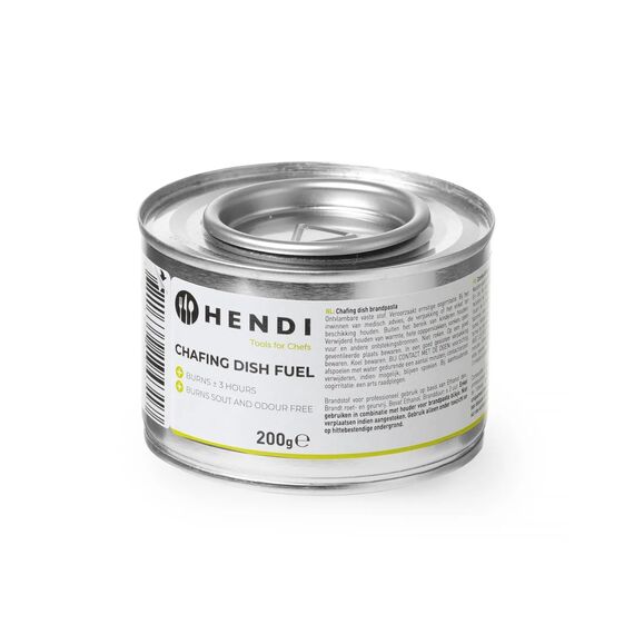 HENDI Brennpaste, 12 Stück, ruß- und geruchlos, Brenndauer ±3 Stunden, Brenngel, Fire Paste, für Wärmebehälter, zum Warmhalten von Speisen, für Chafing Dish, 200gr